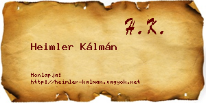 Heimler Kálmán névjegykártya